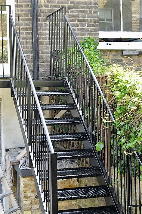 Metal staircase, back Garden Stairs